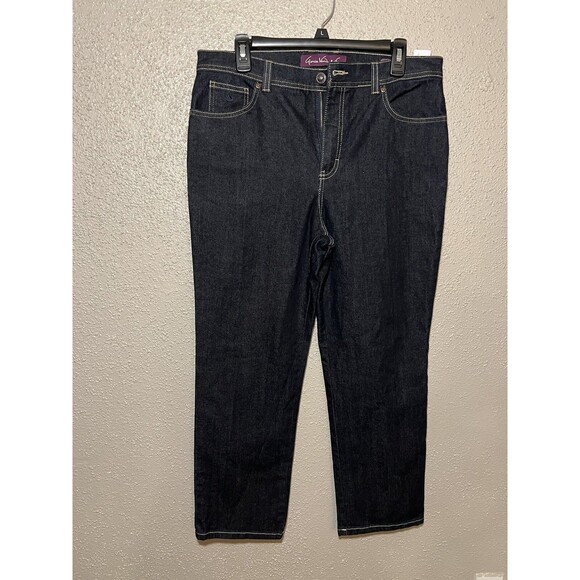 Women's Gloria Vanderbilt Jeans, Dark Wash, Light Stitching, 5 Pockets,Petite 14 - Picture 1 of 5